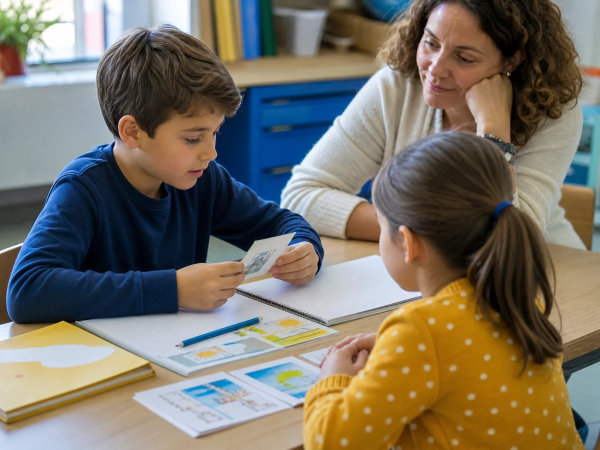 Actividades de alumno tímido exponer para niños de tercer grado en el aula escolar