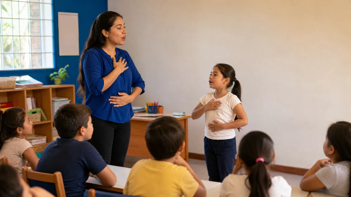 Modulación de voz para exposiciones escolares en tercer grado