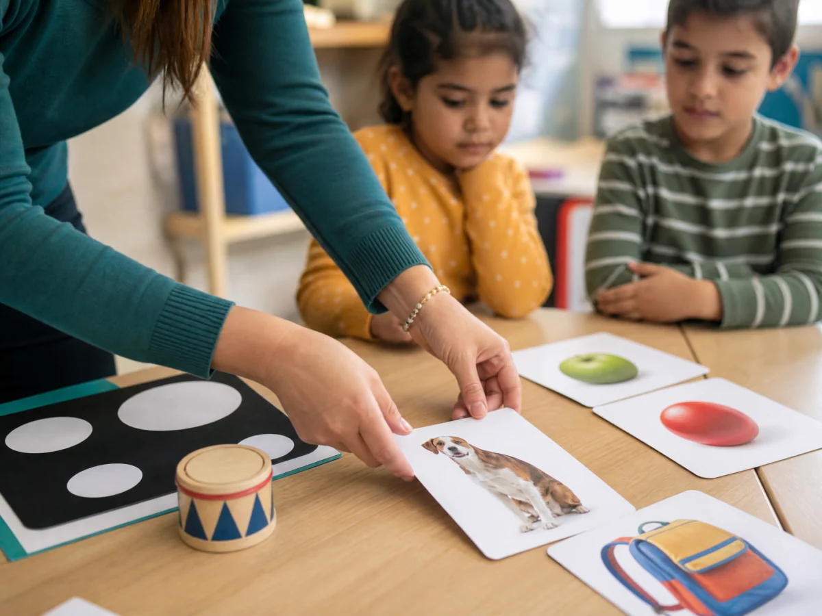 Actividades de recursos visuales en el aula para ni&ntilde;os de tercer grado en el aula escolar