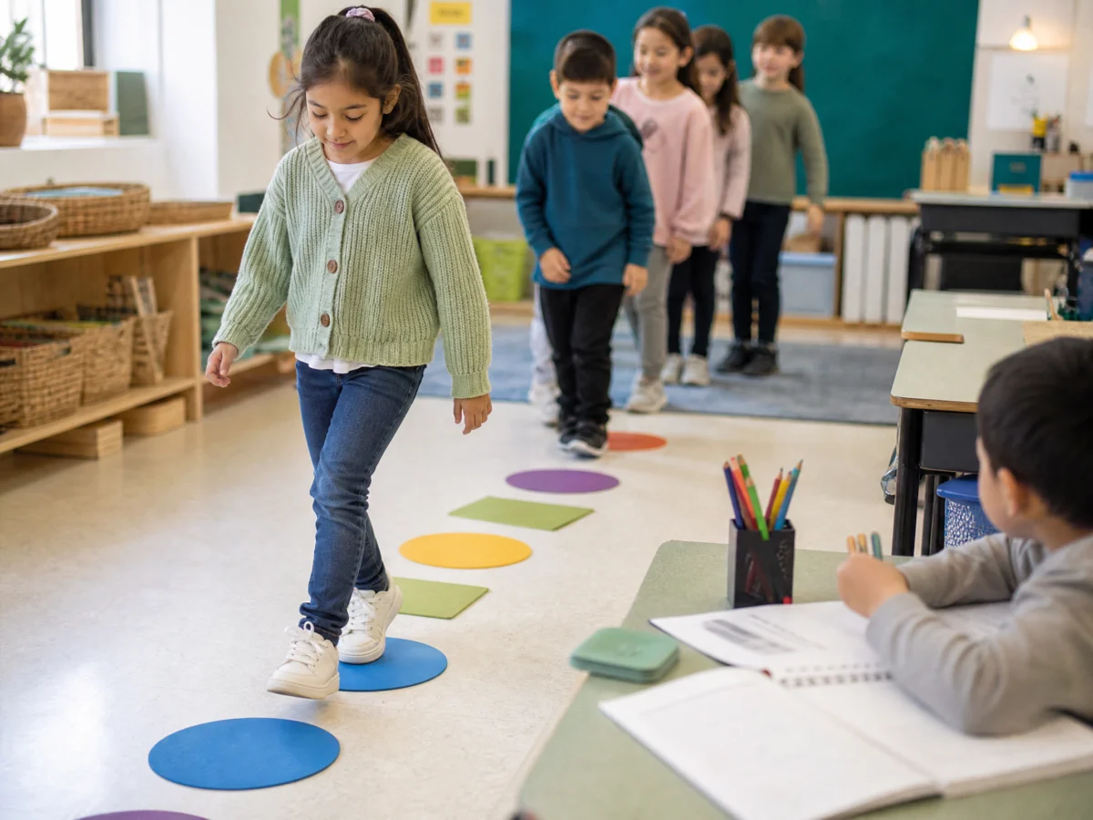 Actividades de actividades de movimiento aula para niños de tercer grado en el aula escolar