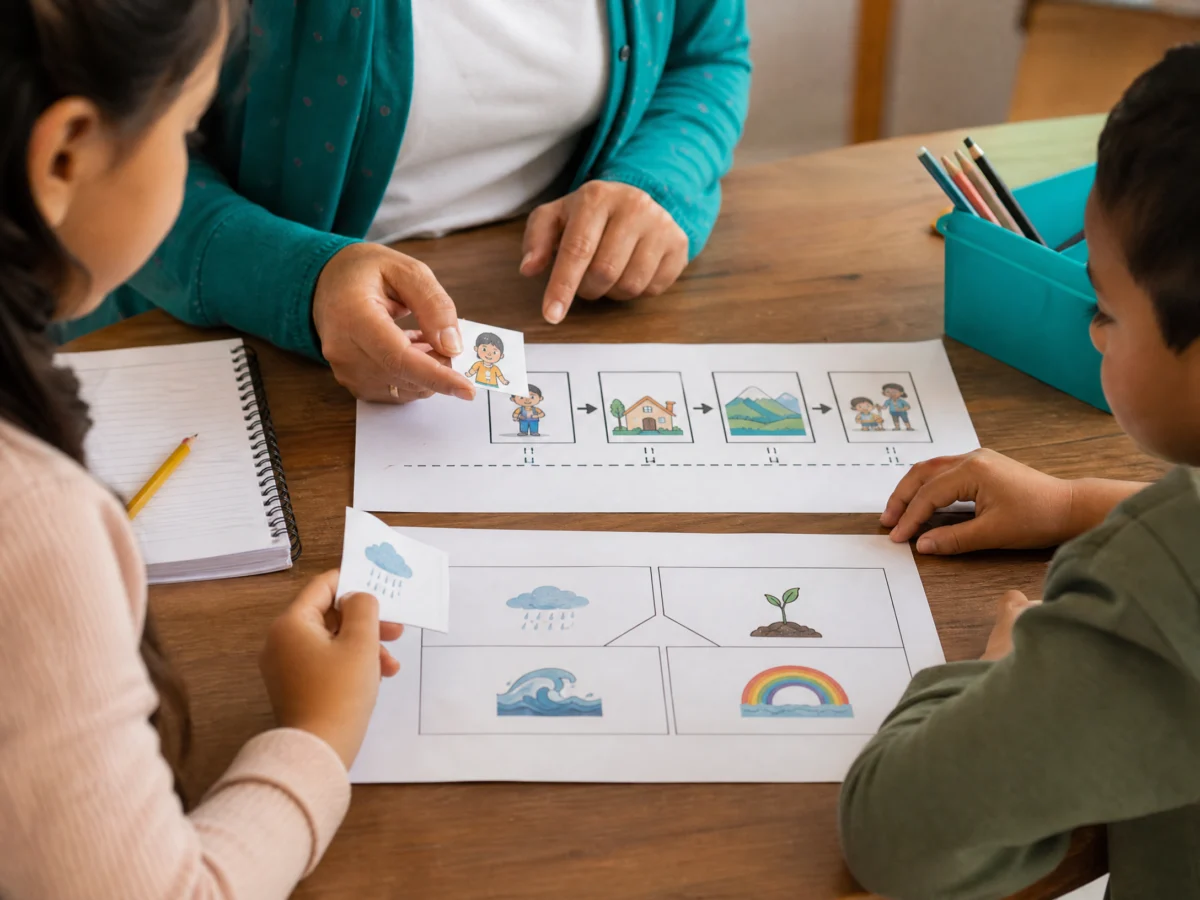 Actividades de organizadores gráficos lectura para niños de tercer grado en el aula escolar