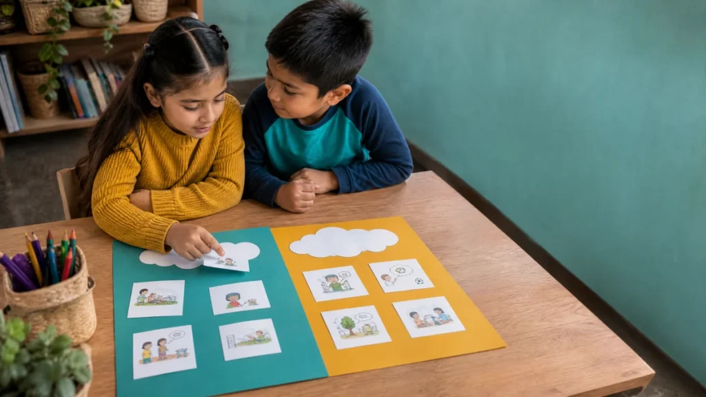 Hechos y opiniones primaria: estudiantes comparan afirmaciones de un texto