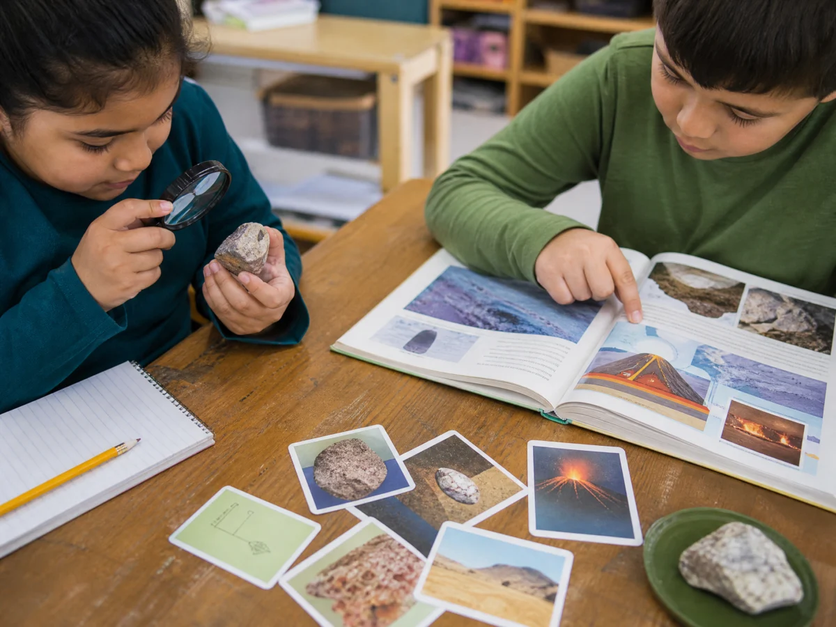 Comprensión de textos informativos primaria: estudiantes examinan un texto sobre animales