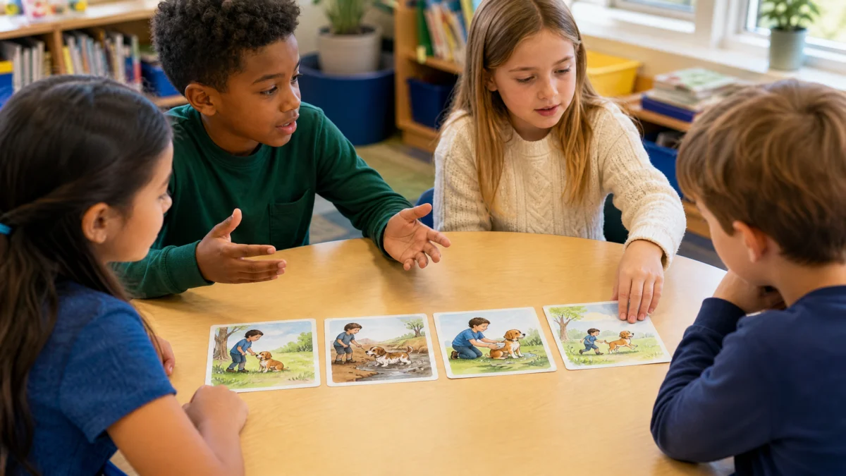 Estudiantes de primaria retomando una actividad de lectura despu&eacute;s de una instrucci&oacute;n clara